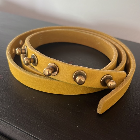 S/3 J. Crew Narrow Leather Belts Brown White Yellow - Picture 3 of 10